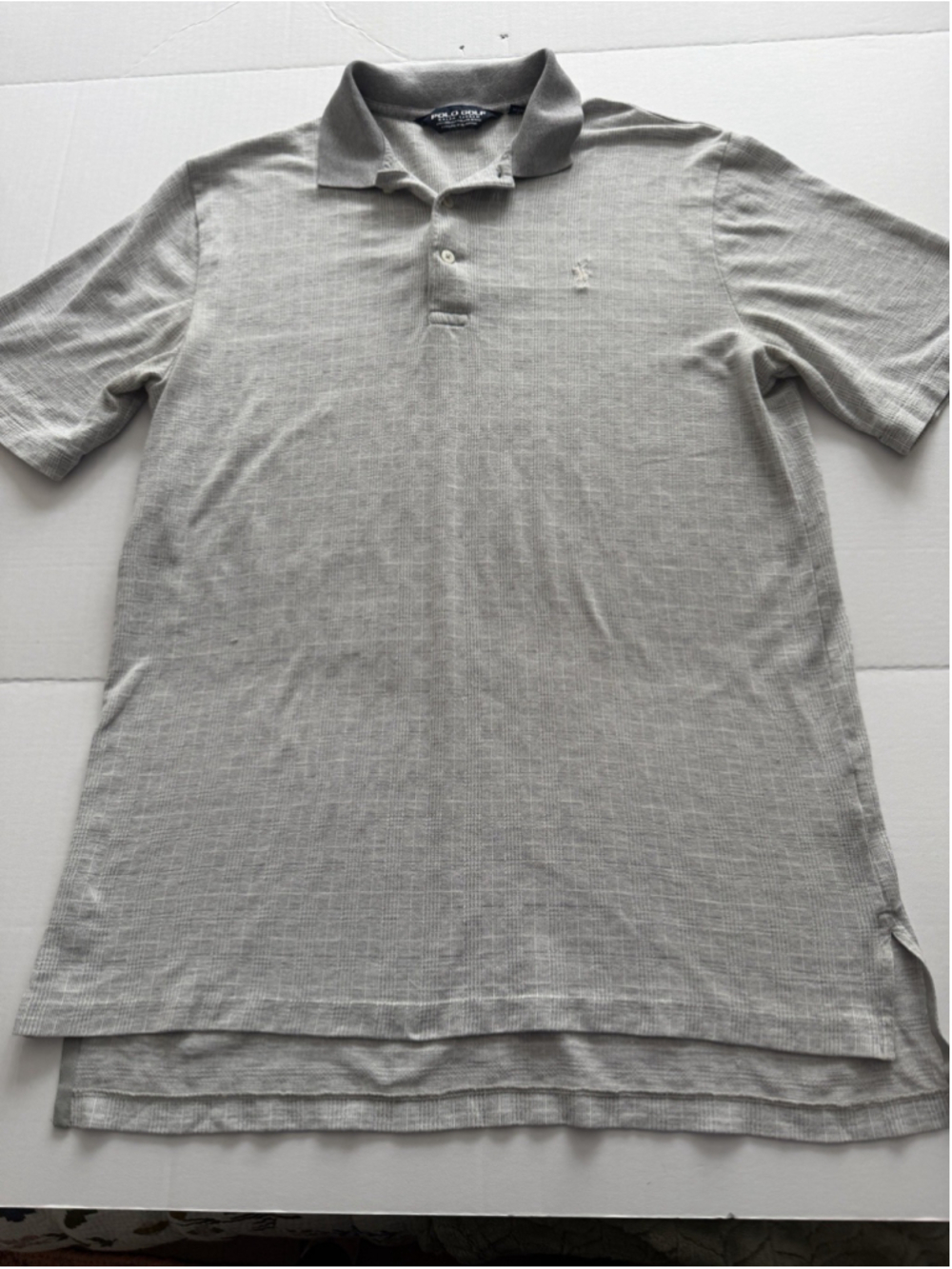 grey men’s Ralph Lauren Polo Golf short-sleeve polo shirt sz M W/white Logo